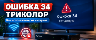 Ошибка 34 Триколор при просмотре через интернет — сообщение «Нет доступа» на экране телевизора.